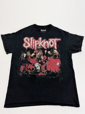 Slipknot 2024 Tour Black Band Distressed Destroyed Worn T Shirt Top
